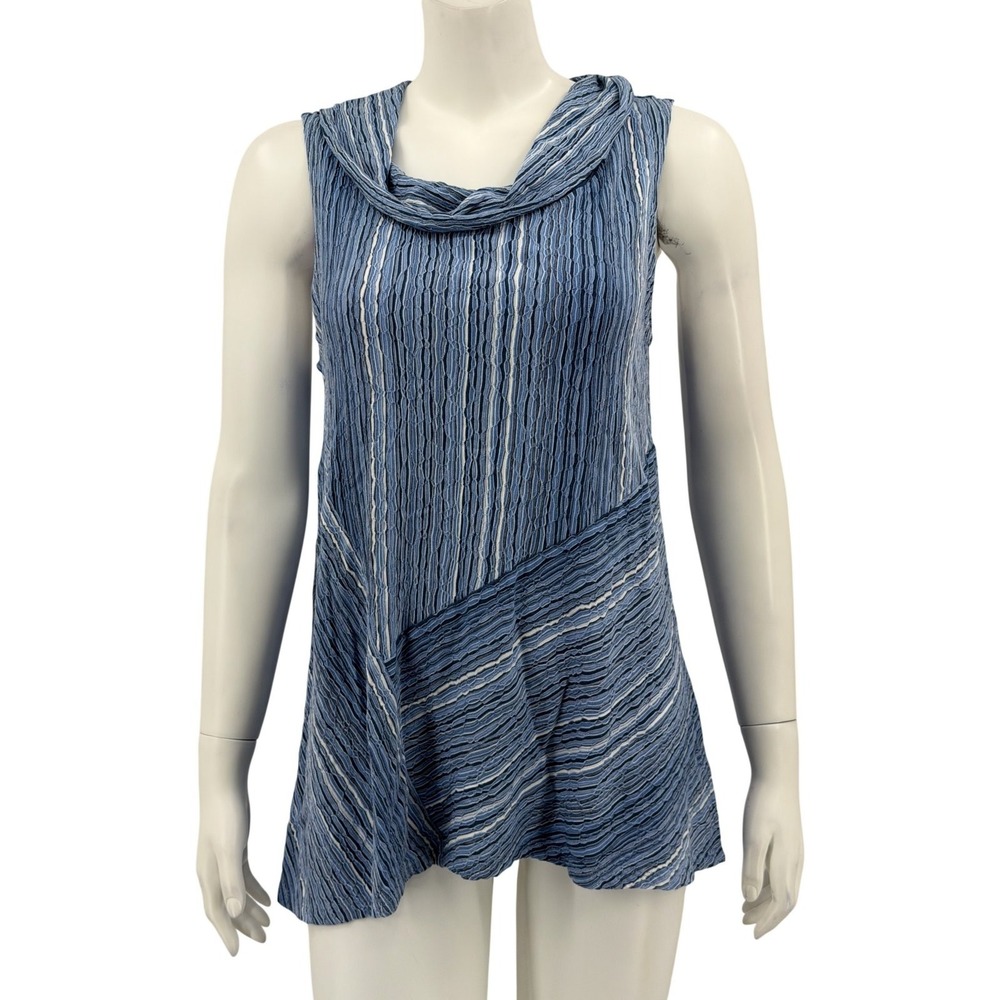 Habitat Top Womens Small Blue Striped Cowl Neck Sleeveless Tunic Beach Summer
